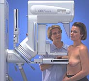 Patient undergoing a mammogram